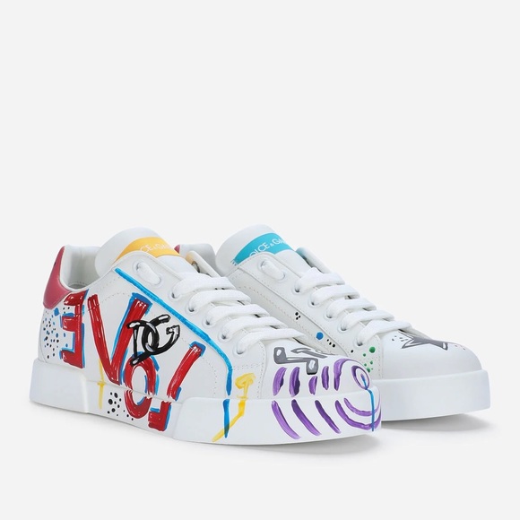 Dolce & Gabbana Calfskin Portofino sneakers with lettering